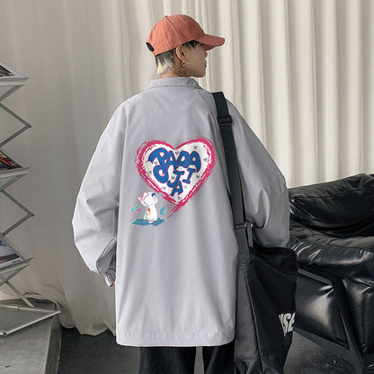 Valentine's Day Jacket Autumn Baggy Coat Printed plus Size Men's Jacket