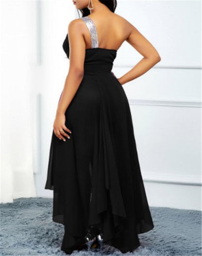 Valentine's Day Dress Autumn and Winter Fashion Sloping Shoulder Dress