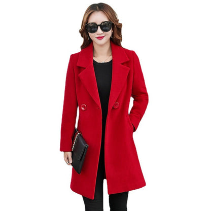 Valentine's Day Jacket Autumn and Winter Suit Collar Double-Faced Woolen Goods Woolen Coat for Women