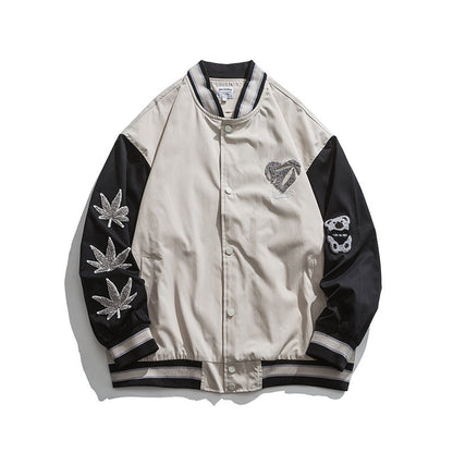 Valentine's Day Jacket Love Puff Print Baseball Jacket