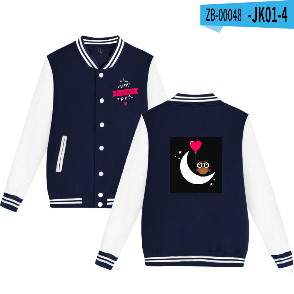 Valentine's Day Jacket Winter Thermal Fleece Sports and Leisure Baseball Uniform