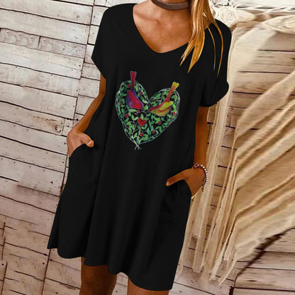 Valentine's Day Dress Loose V-neck Dress for Women