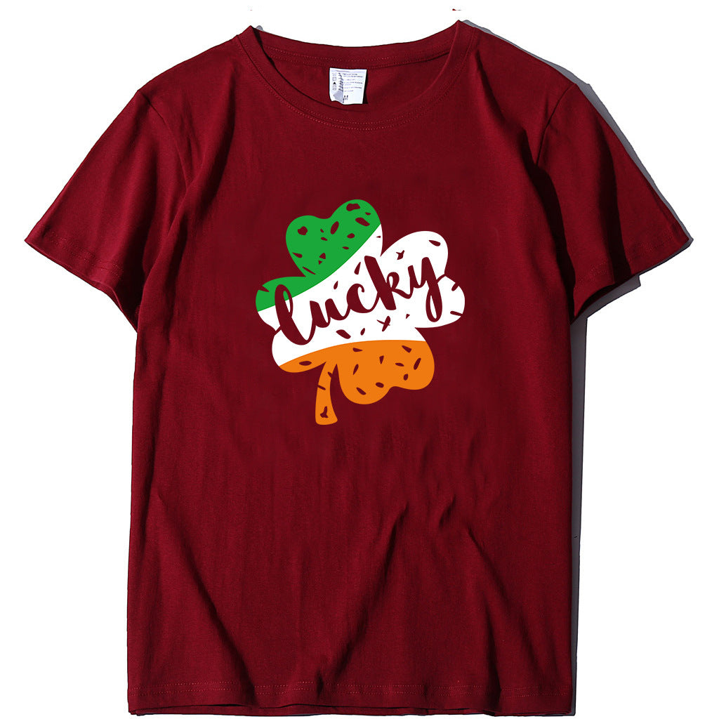 Valentine 'S Day T Shirt Large Size T-shirt Men 'S And Women 'S Short Sleeve Lucky Printed Summer