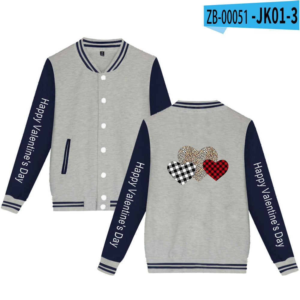 Valentine's Day Jacket Winter Thermal Fleece Sports and Leisure Baseball Uniform