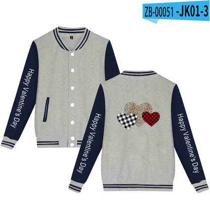 Valentine's Day Jacket Winter Thermal Fleece Sports and Leisure Baseball Uniform