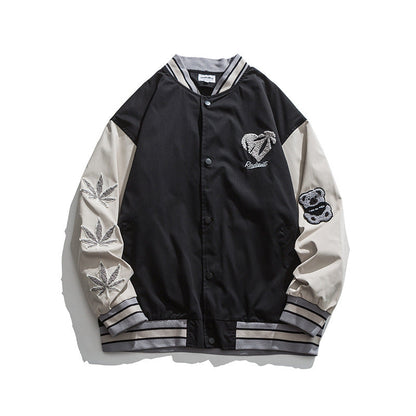 Valentine's Day Jacket Love Puff Print Baseball Jacket