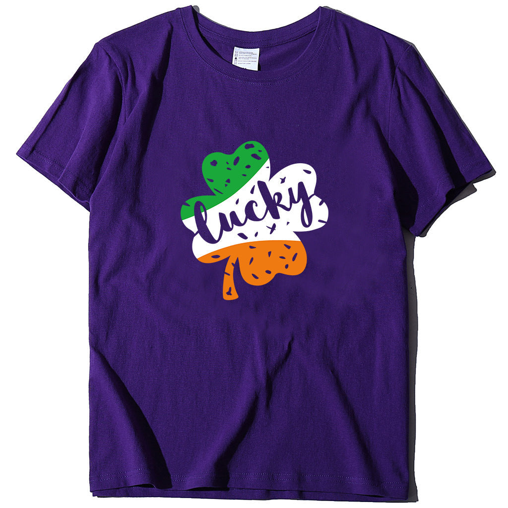 Valentine 'S Day T Shirt Large Size T-shirt Men 'S And Women 'S Short Sleeve Lucky Printed Summer