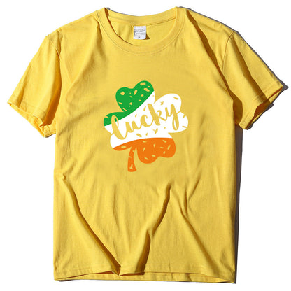 Valentine 'S Day T Shirt Large Size T-shirt Men 'S And Women 'S Short Sleeve Lucky Printed Summer