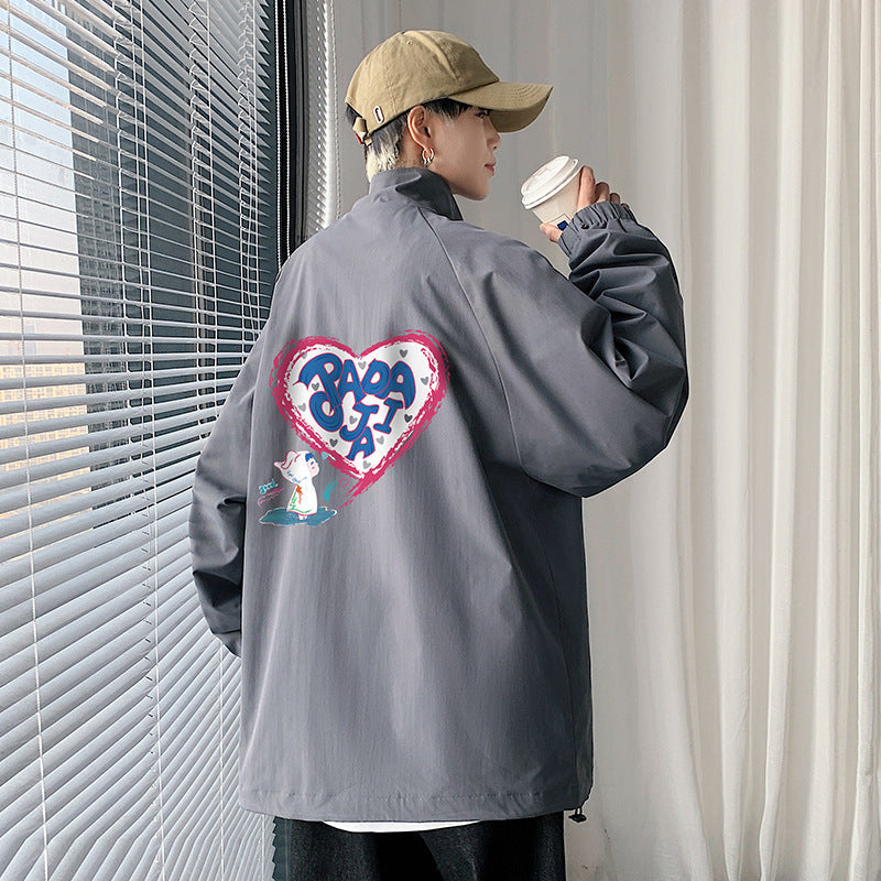 Valentine's Day Jacket Autumn Baggy Coat Printed plus Size Men's Jacket