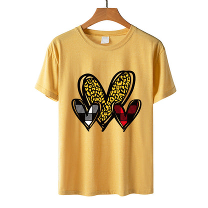 Valentine 'S Day T Shirts Couples Leopard Print Heart Printing Loose Pullover Women