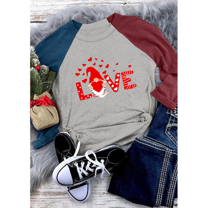 Valentine 'S Day T Shirts Couples Summer Women 'S Round Neck Long Sleeve T-shirt Women 'S Printed Top