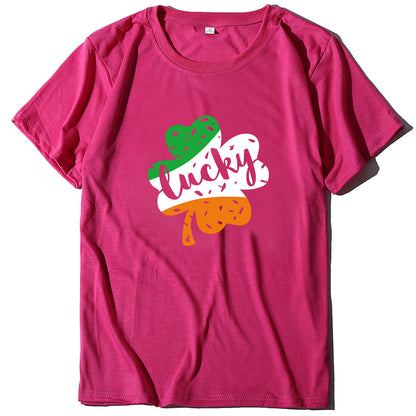 Valentine 'S Day T Shirt Large Size T-shirt Men 'S And Women 'S Short Sleeve Lucky Printed Summer