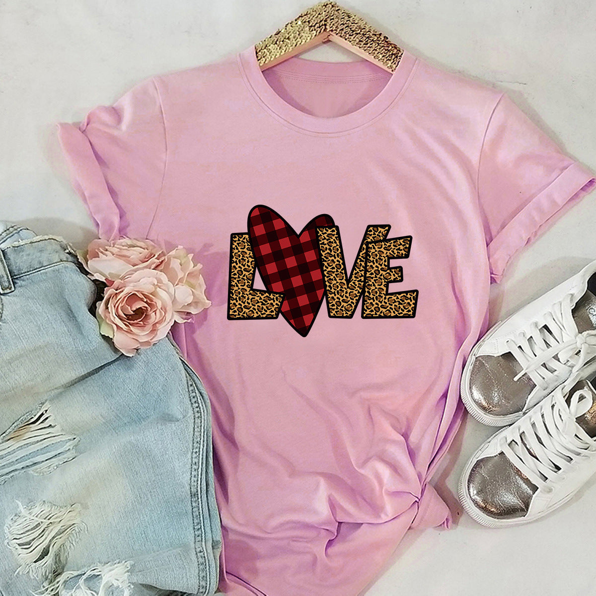 Valentine 'S Day T Shirts Couples Top Short Sleeve T-shirt For Women