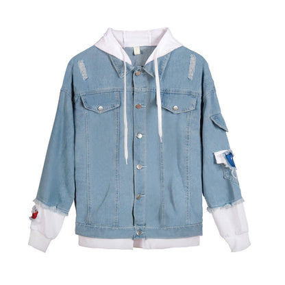 Valentine 'S Day Jacket Hooded Youth Loose Men 'S And Women 'S Denim Jacket