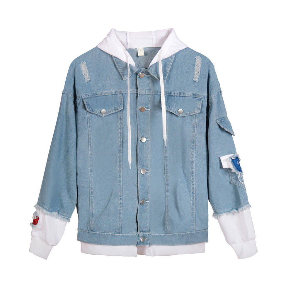 Valentine 'S Day Jacket Hooded Youth Loose Men 'S And Women 'S Denim Jacket