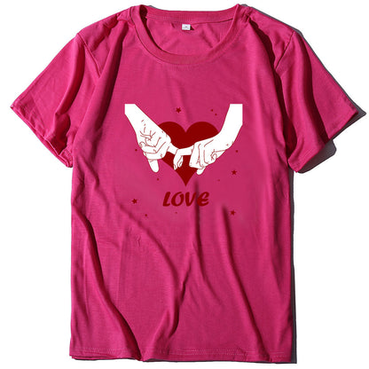 Valentine 'S Day T Shirt T-shirt Short Sleeve Love Printed Summer