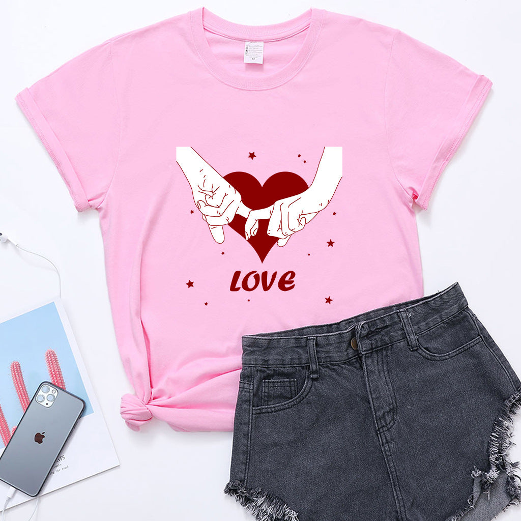 Valentine 'S Day T Shirt T-shirt Short Sleeve Love Printed Summer