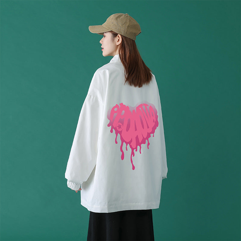 Valentine's Day Jacket Autumn Blue Background Heart Shape Printed plus Size Casual Men's Jacket