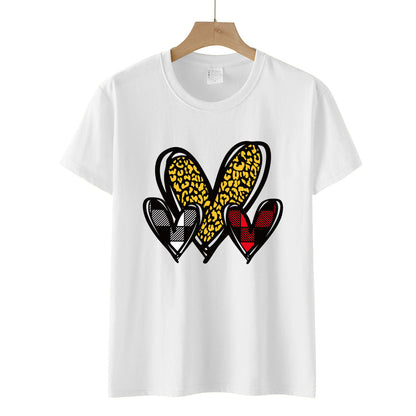 Valentine 'S Day T Shirts Couples Leopard Print Heart Printing Loose Pullover Women