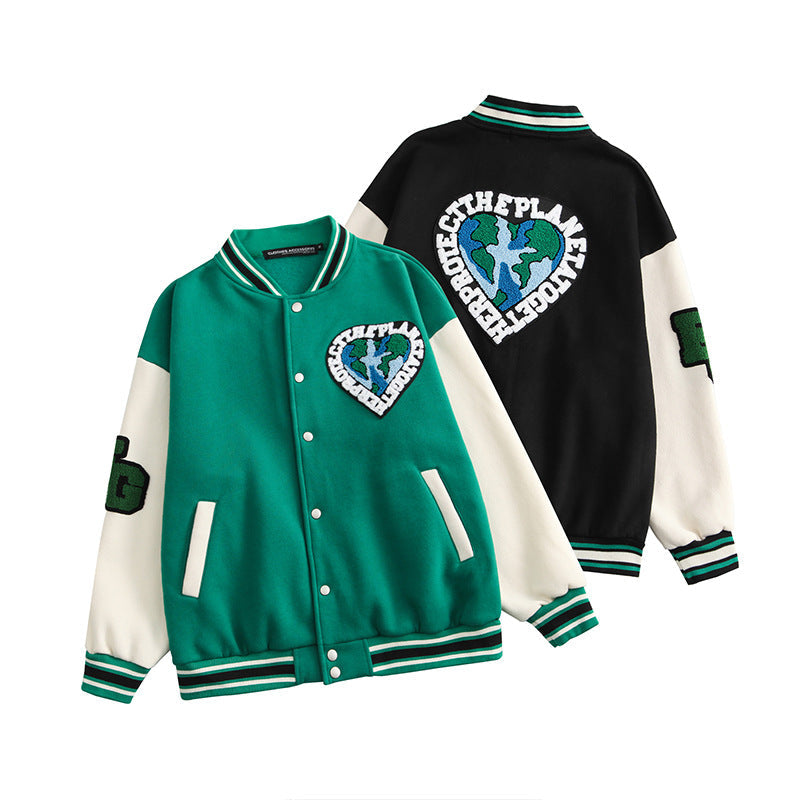 Valentine's Day Jacket Heyhenry Autumn and Winter Fleece-Lined Thickened Assorted Colors Love Letter Baseball Uniform Couple's Tops Coat for Men and Women