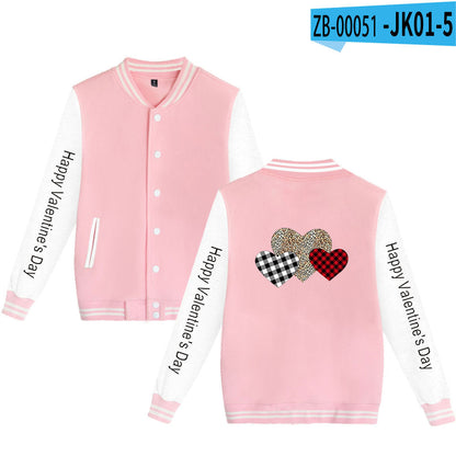 Valentine's Day Jacket Winter Thermal Fleece Sports and Leisure Baseball Uniform