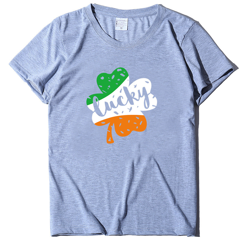 Valentine 'S Day T Shirt Large Size T-shirt Men 'S And Women 'S Short Sleeve Lucky Printed Summer