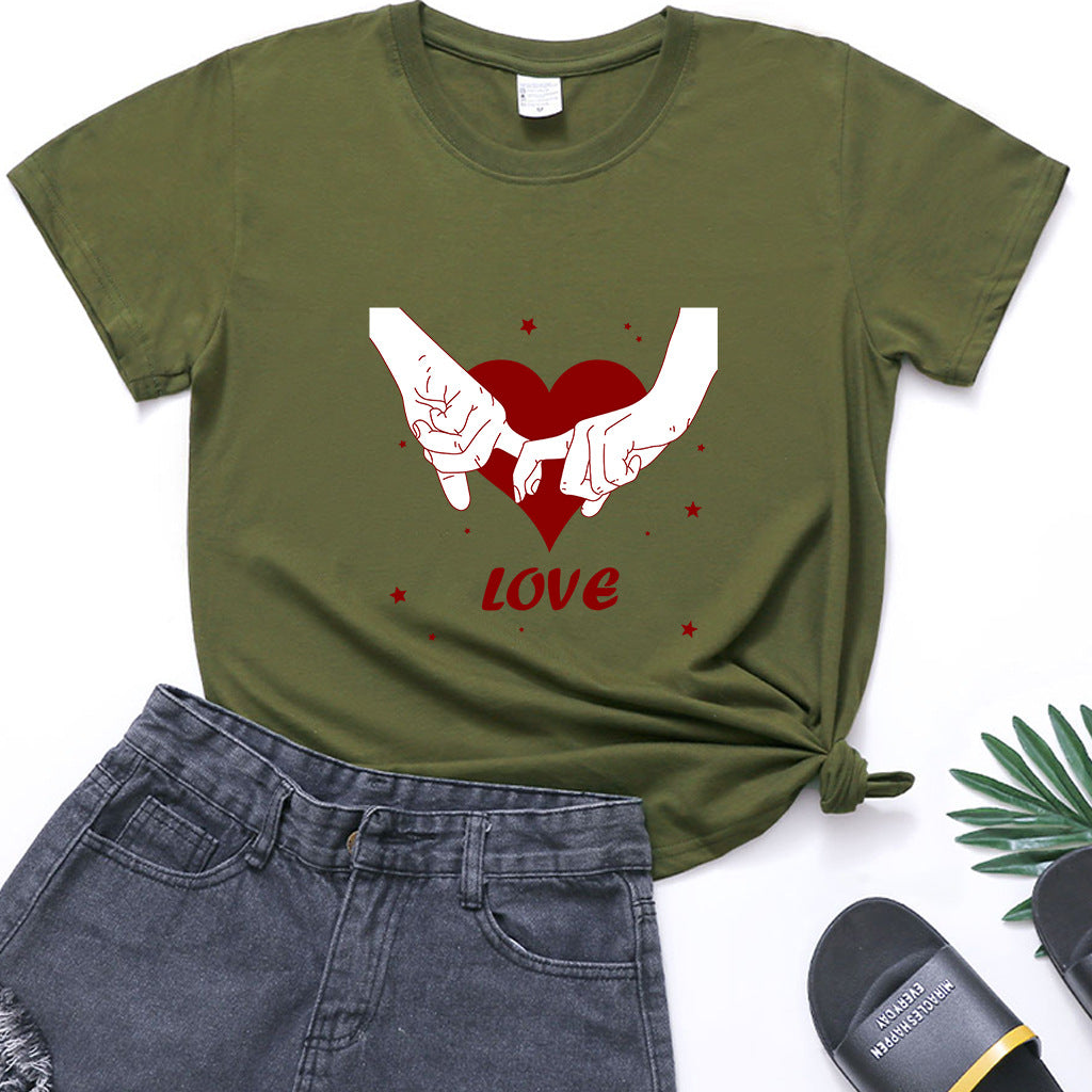 Valentine 'S Day T Shirt T-shirt Short Sleeve Love Printed Summer