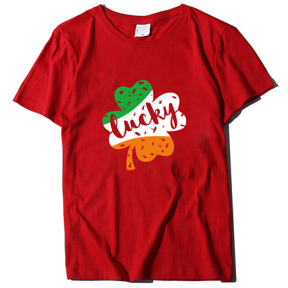 Valentine 'S Day T Shirt Large Size T-shirt Men 'S And Women 'S Short Sleeve Lucky Printed Summer