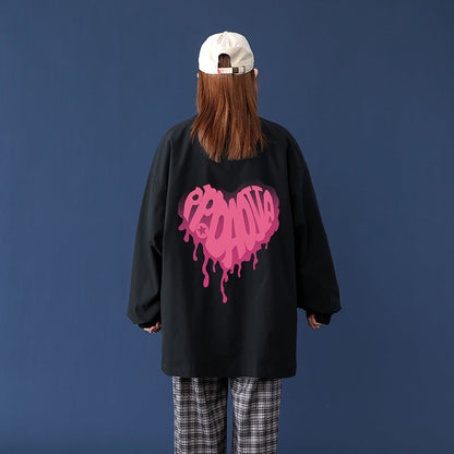 Valentine's Day Jacket Autumn Blue Background Heart Shape Printed plus Size Casual Men's Jacket
