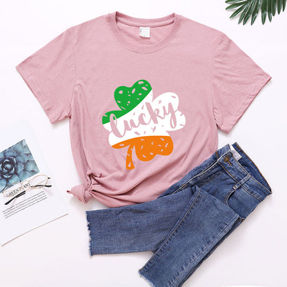 Valentine 'S Day T Shirt Large Size T-shirt Men 'S And Women 'S Short Sleeve Lucky Printed Summer