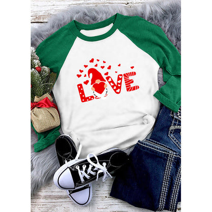 Valentine 'S Day T Shirts Couples Summer Women 'S Round Neck Long Sleeve T-shirt Women 'S Printed Top