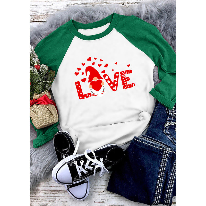 Valentine 'S Day T Shirts Couples Summer Women 'S Round Neck Long Sleeve T-shirt Women 'S Printed Top