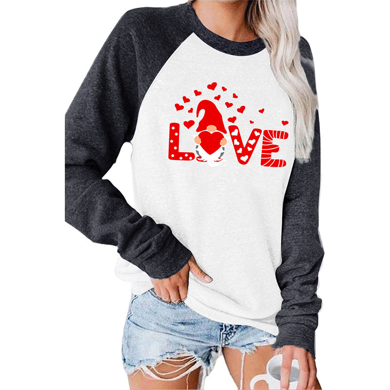 Valentine 'S Day T Shirts Couples Summer Women 'S Round Neck Long Sleeve T-shirt Women 'S Printed Top