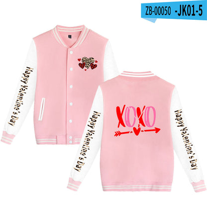 Valentine's Day Jacket Winter Thermal Fleece Sports and Leisure Baseball Uniform