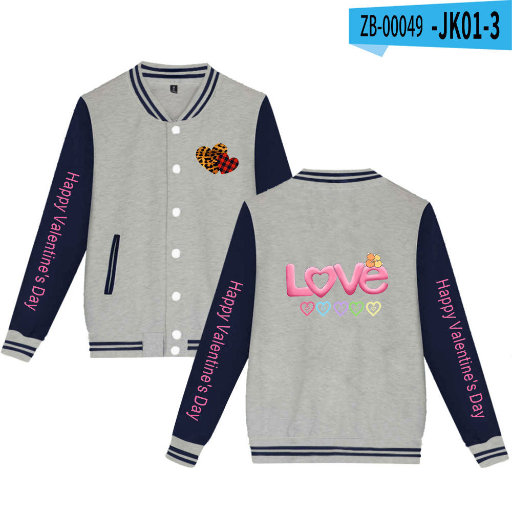 Valentine's Day Jacket Winter Thermal Fleece Sports and Leisure Baseball Uniform
