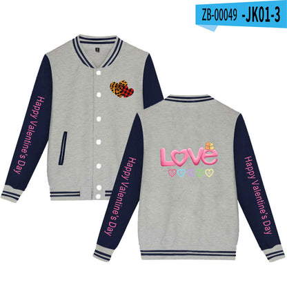 Valentine's Day Jacket Winter Thermal Fleece Sports and Leisure Baseball Uniform