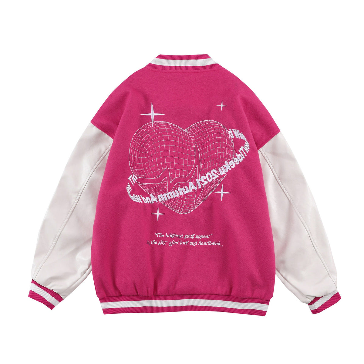 Valentine's Day Jacket Love Embroidered Baseball Uniform Coat for Men and Women