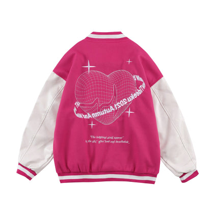 Valentine's Day Jacket Love Embroidered Baseball Uniform Coat for Men and Women