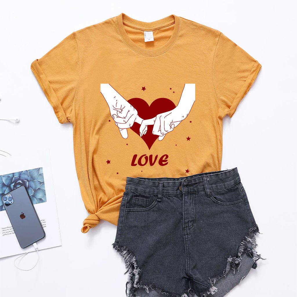 Valentine 'S Day T Shirt T-shirt Short Sleeve Love Printed Summer