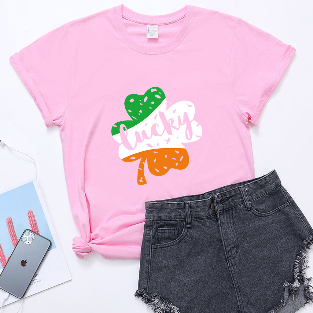 Valentine 'S Day T Shirt Large Size T-shirt Men 'S And Women 'S Short Sleeve Lucky Printed Summer