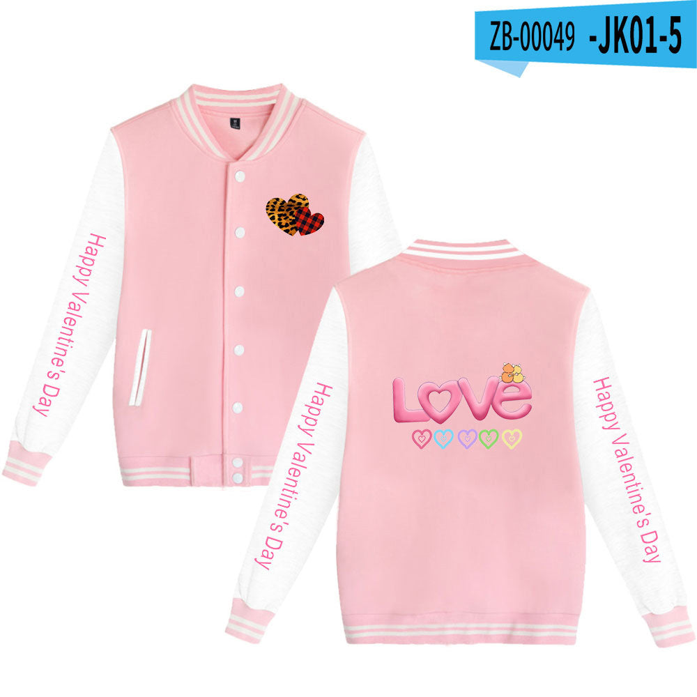 Valentine's Day Jacket Winter Thermal Fleece Sports and Leisure Baseball Uniform