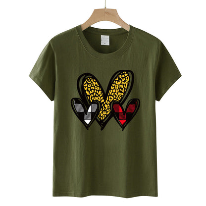 Valentine 'S Day T Shirts Couples Leopard Print Heart Printing Loose Pullover Women