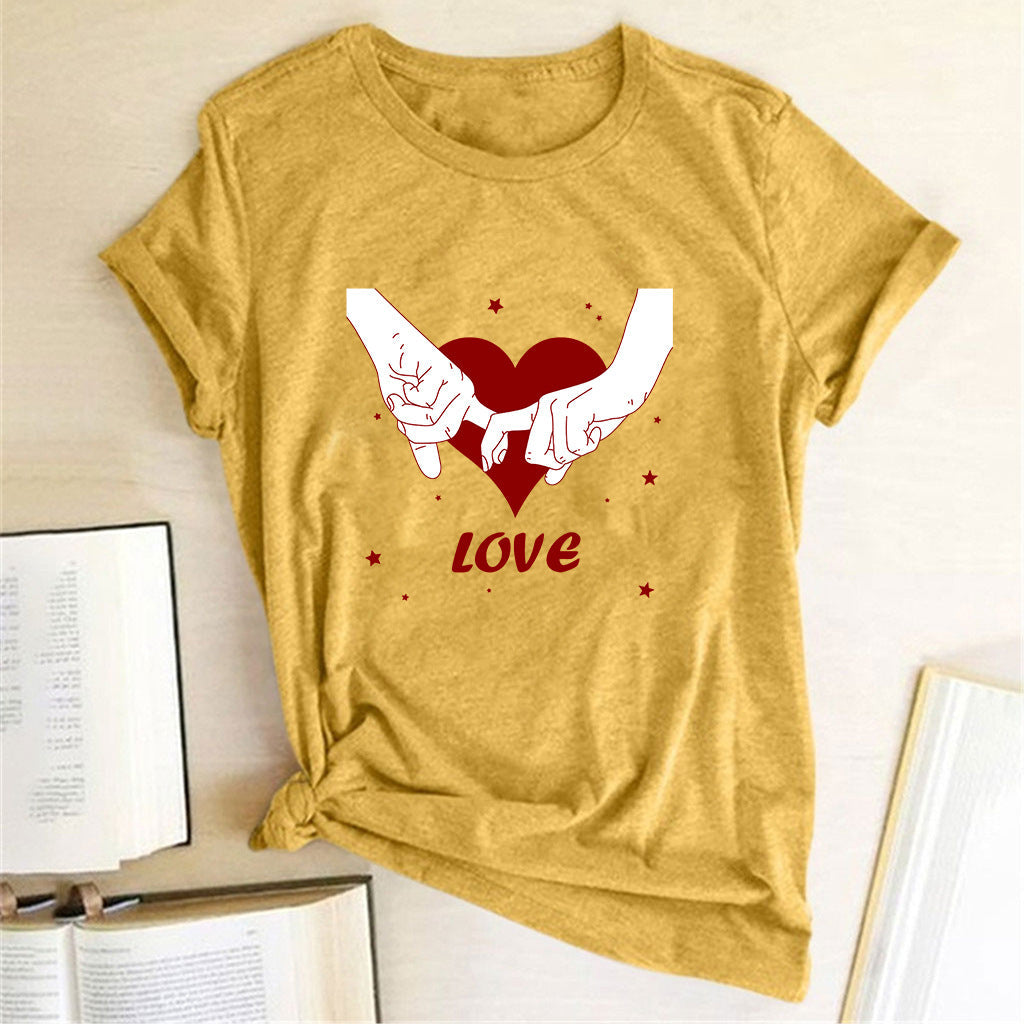 Valentine 'S Day T Shirt T-shirt Short Sleeve Love Printed Summer