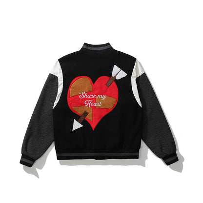 Valentine's Day Jacket Hip Hop Baseball Jacket Men's and Women's Oversize Loose Jacket Couple Style