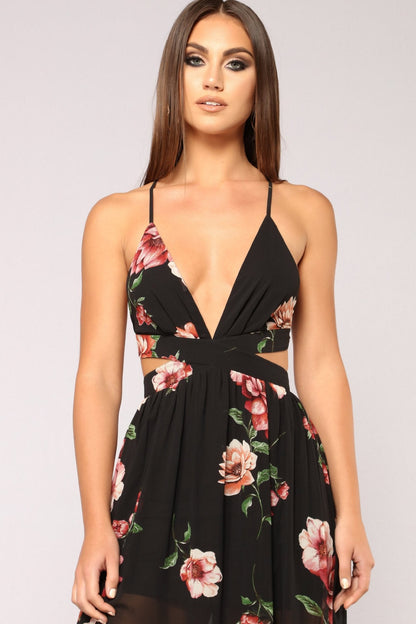 Valentine's Day Dress Spring and Summer Print Chiffon Backless Sleeveless Sling