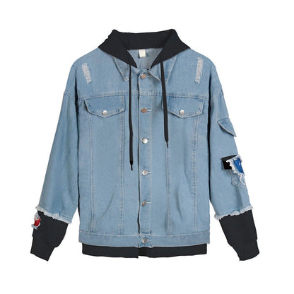 Valentine 'S Day Jacket Hooded Youth Loose Men 'S And Women 'S Denim Jacket
