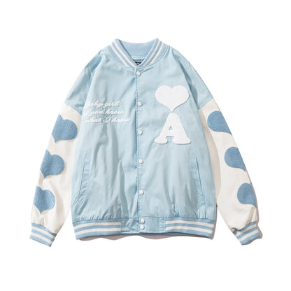 Valentine's Day Jacket Love Casual Jacket Coat Couple Wear Spring Wear Street Cute Style Baseball Uniform