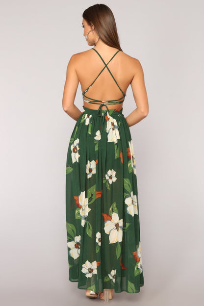 Valentine's Day Dress Spring and Summer Print Chiffon Backless Sleeveless Sling