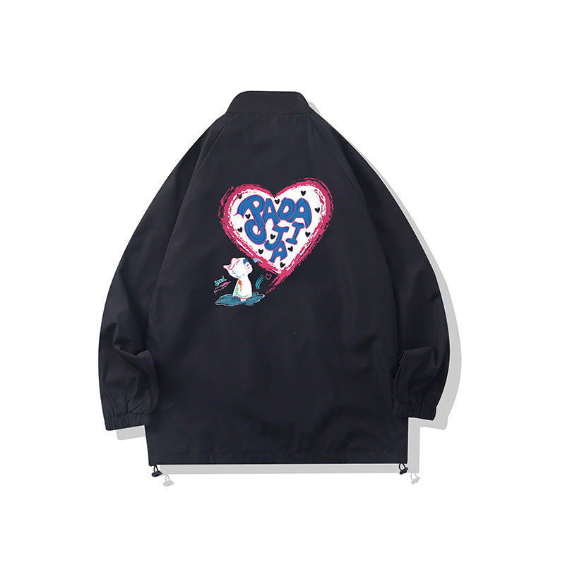 Valentine's Day Jacket Autumn Baggy Coat Printed plus Size Men's Jacket