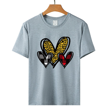 Valentine 'S Day T Shirts Couples Leopard Print Heart Printing Loose Pullover Women